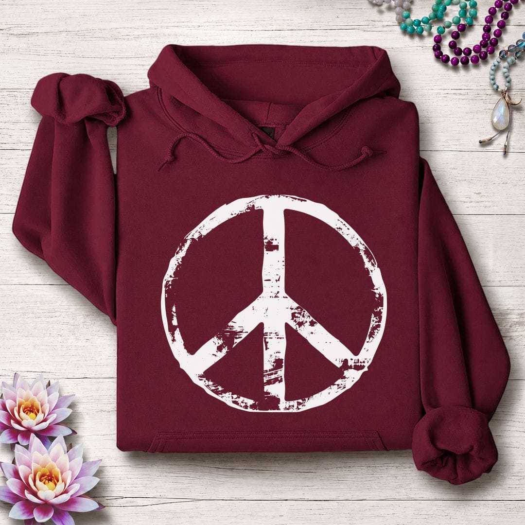 Printify Hoodie Classic Peace Hoodie Maroon / S
