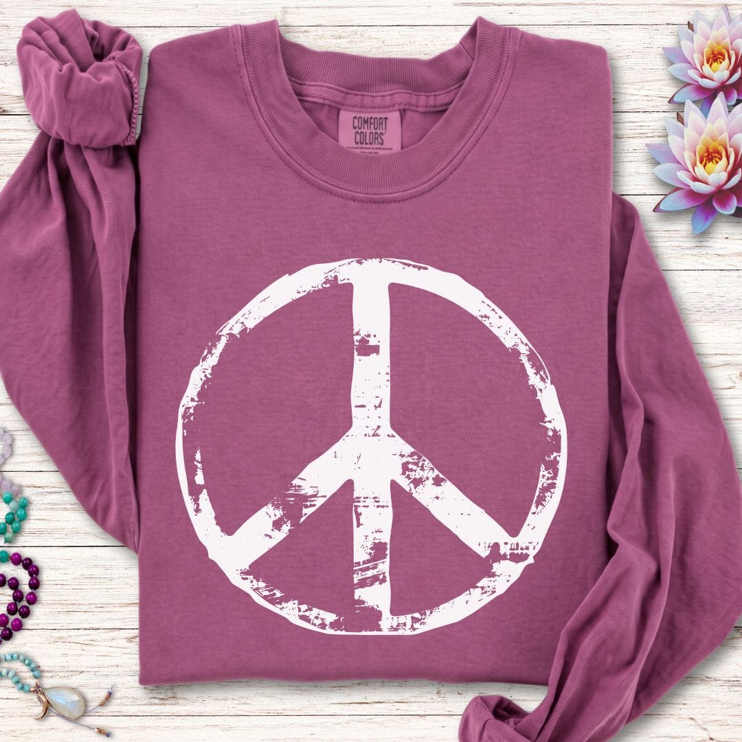 Printify Long-sleeve Classic Peace Long Sleeve Tee Berry / S