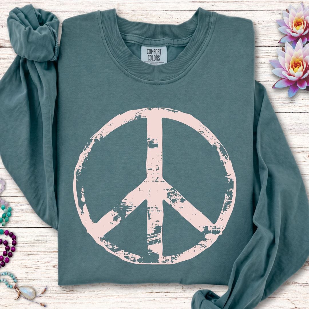 Printify Long-sleeve Classic Peace Long Sleeve Tee Blue Spruce / S