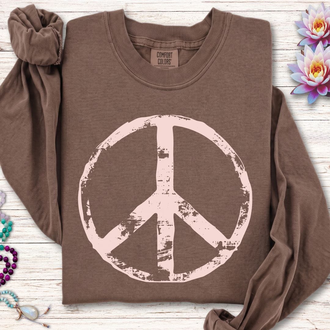 Printify Long-sleeve Classic Peace Long Sleeve Tee Espresso / S