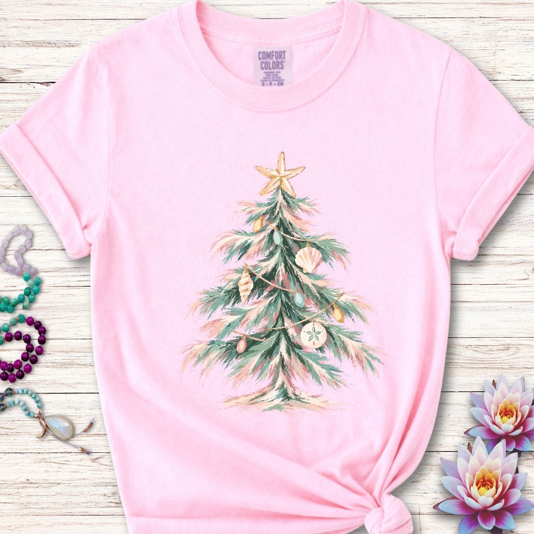 Printify T-Shirt Coastal Christmas Tree Premium Tee Blossom / S