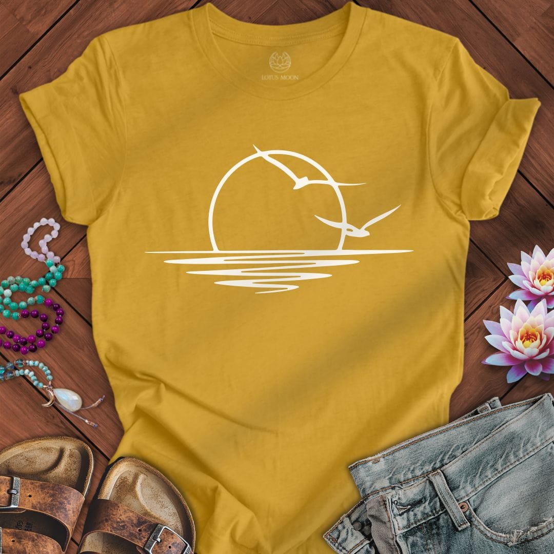 Printify T-Shirt Coastal Sunset Tee Heather Mustard / S