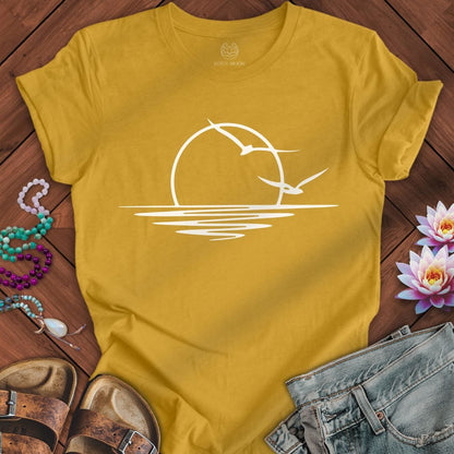 Printify T-Shirt Coastal Sunset Tee Heather Mustard / S