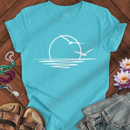 Printify T-Shirt Coastal Sunset Tee Turquoise / S