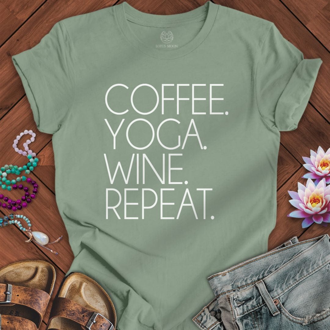 Coffee Yoga Wine Tee Sage