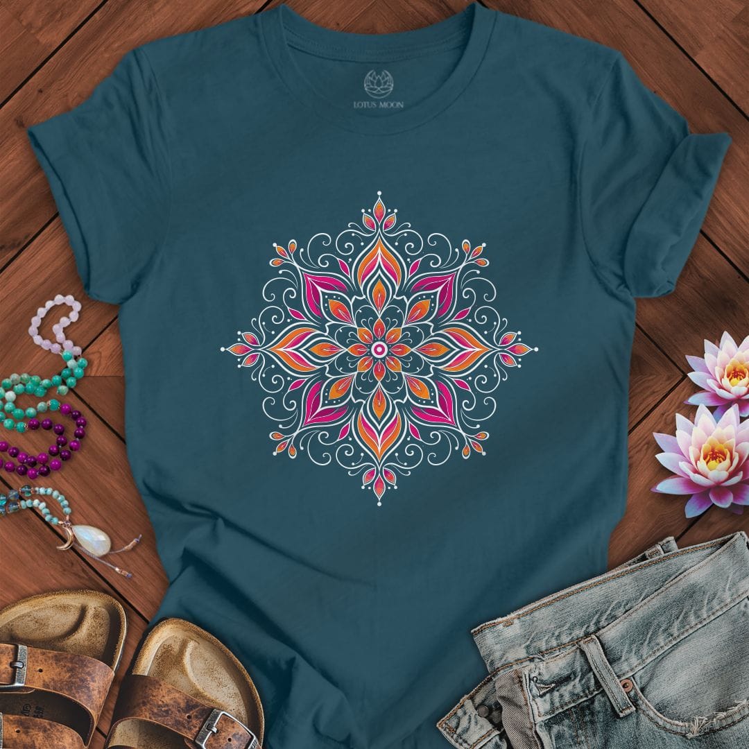 Printify T-Shirt Colorful Mandala Tee Deep Teal / S