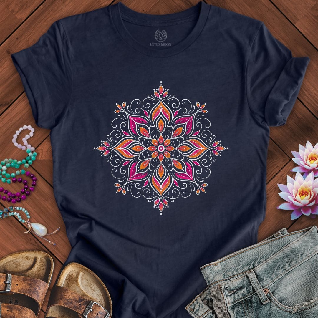 Printify T-Shirt Colorful Mandala Tee Heather Midnight Navy / S