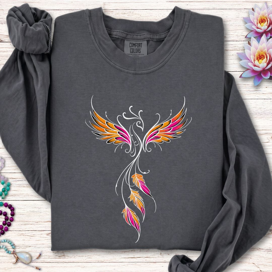 Printify Long-sleeve Colorful Phoenix Long Sleeve Tee Pepper / S