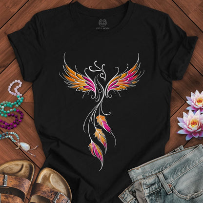 Printify T-Shirt Colorful Phoenix Tee Black Heather / S
