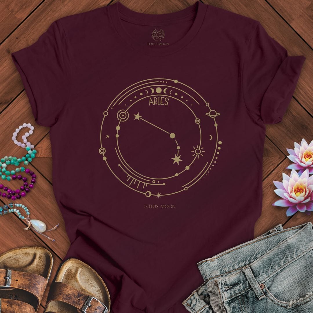 Lotus Moon Co. T-Shirt Constellation Aries Tee Maroon / S
