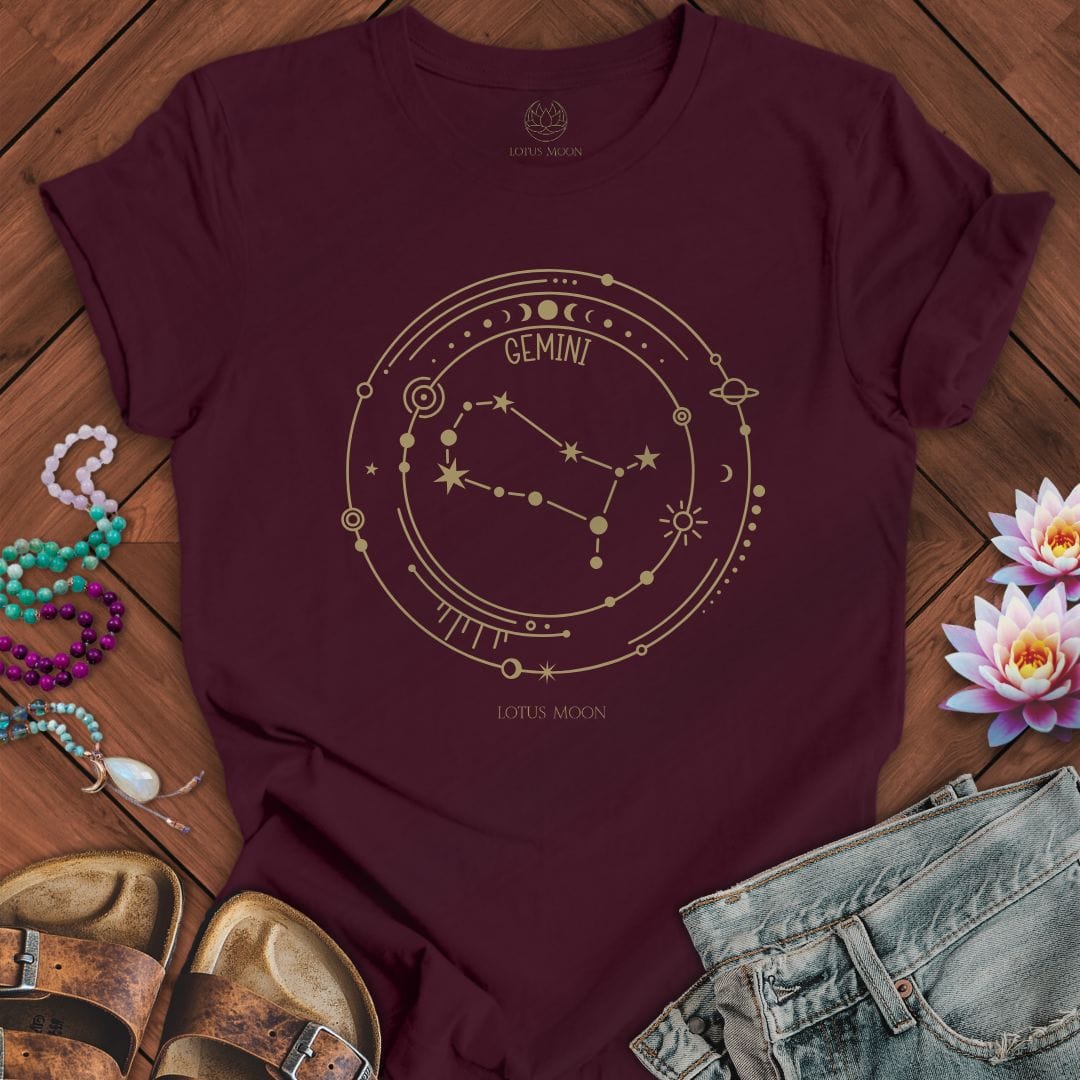 Lotus Moon Co. T-Shirt Constellation Gemini Tee Maroon / S