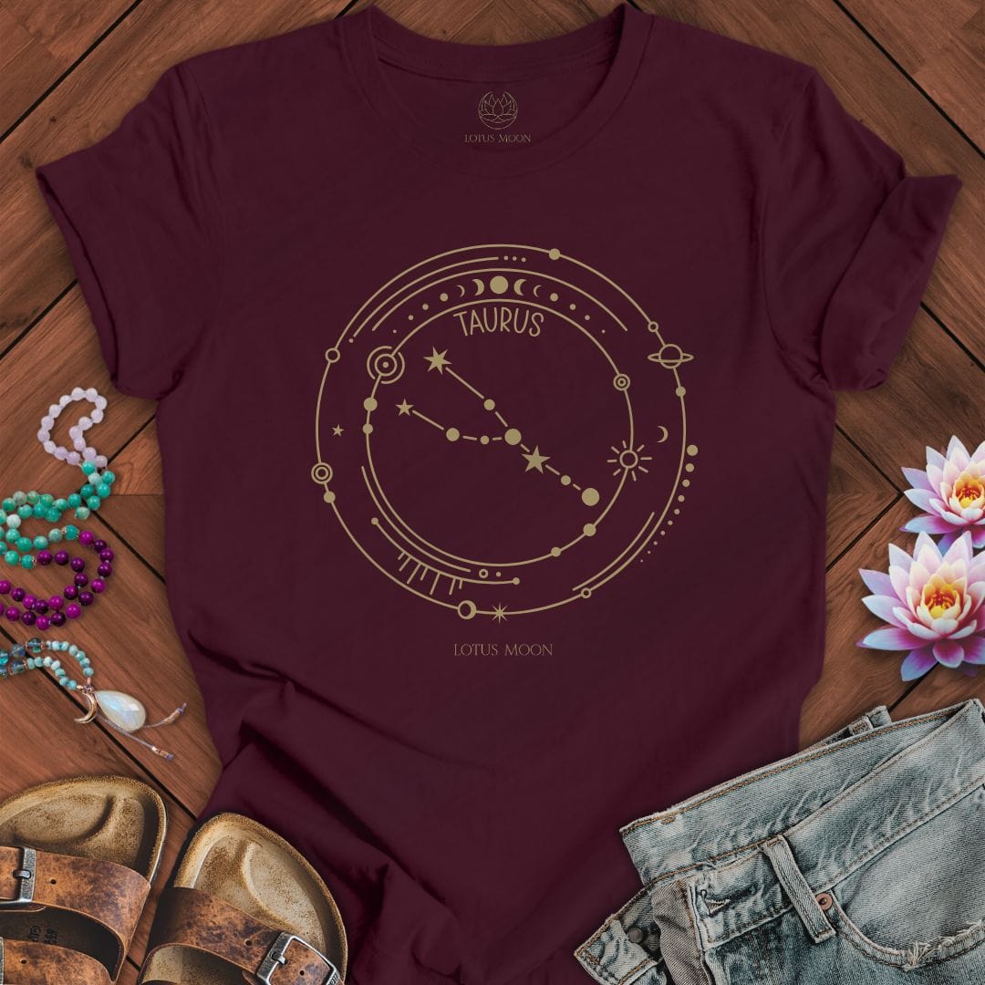 Lotus Moon Co. T-Shirt Constellation Taurus Tee Maroon / S