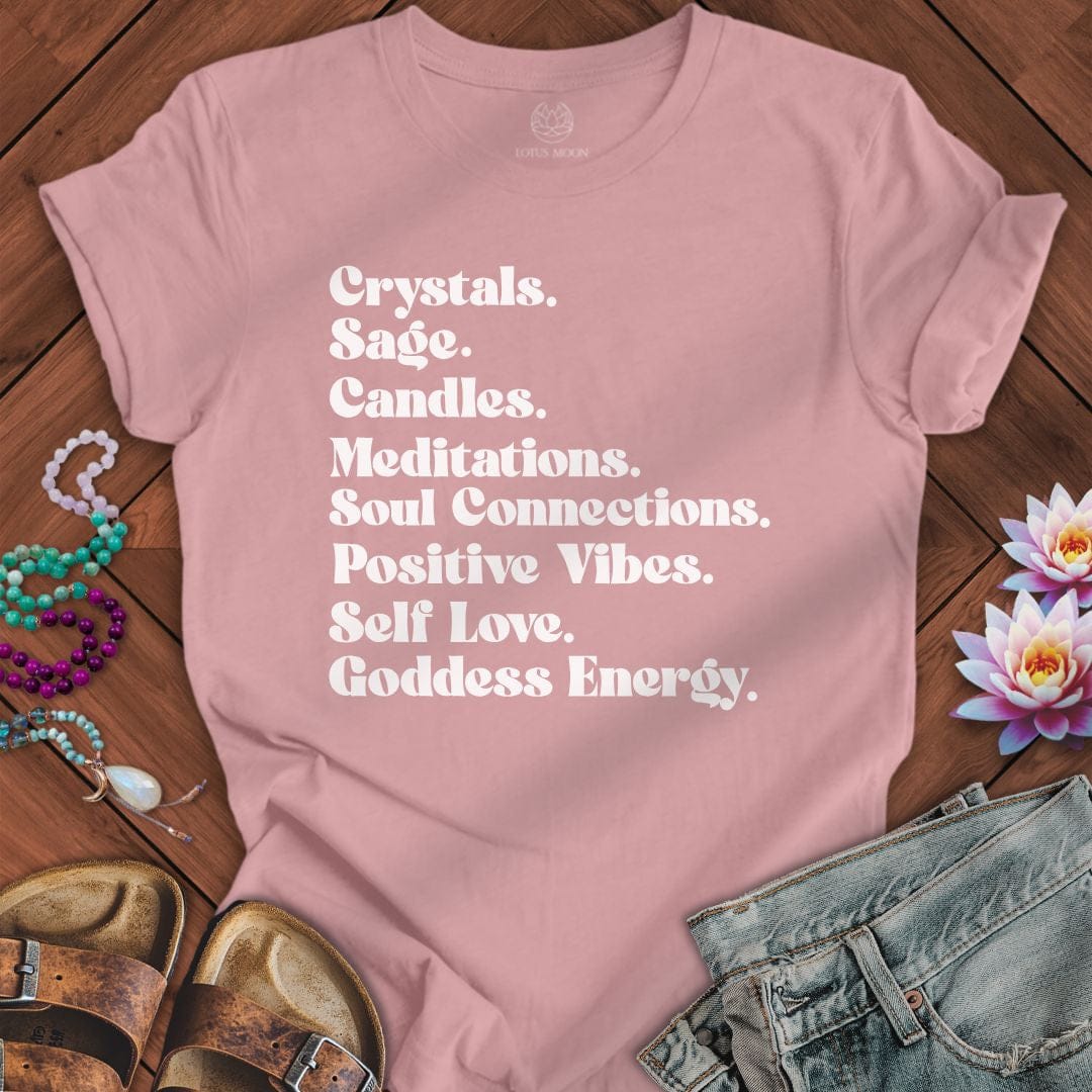 Crystals Sage Candles Tee Orchid