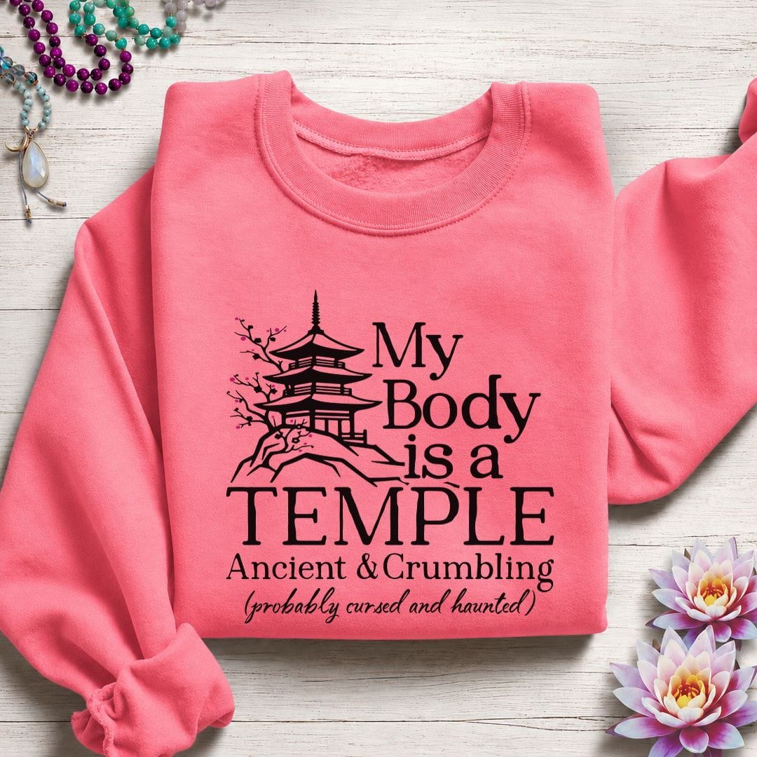 Cursed and Haunted Sweatshirt Safety Pink