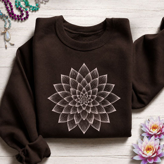 Dahlia Mandala Sweatshirt Dark Chocolate