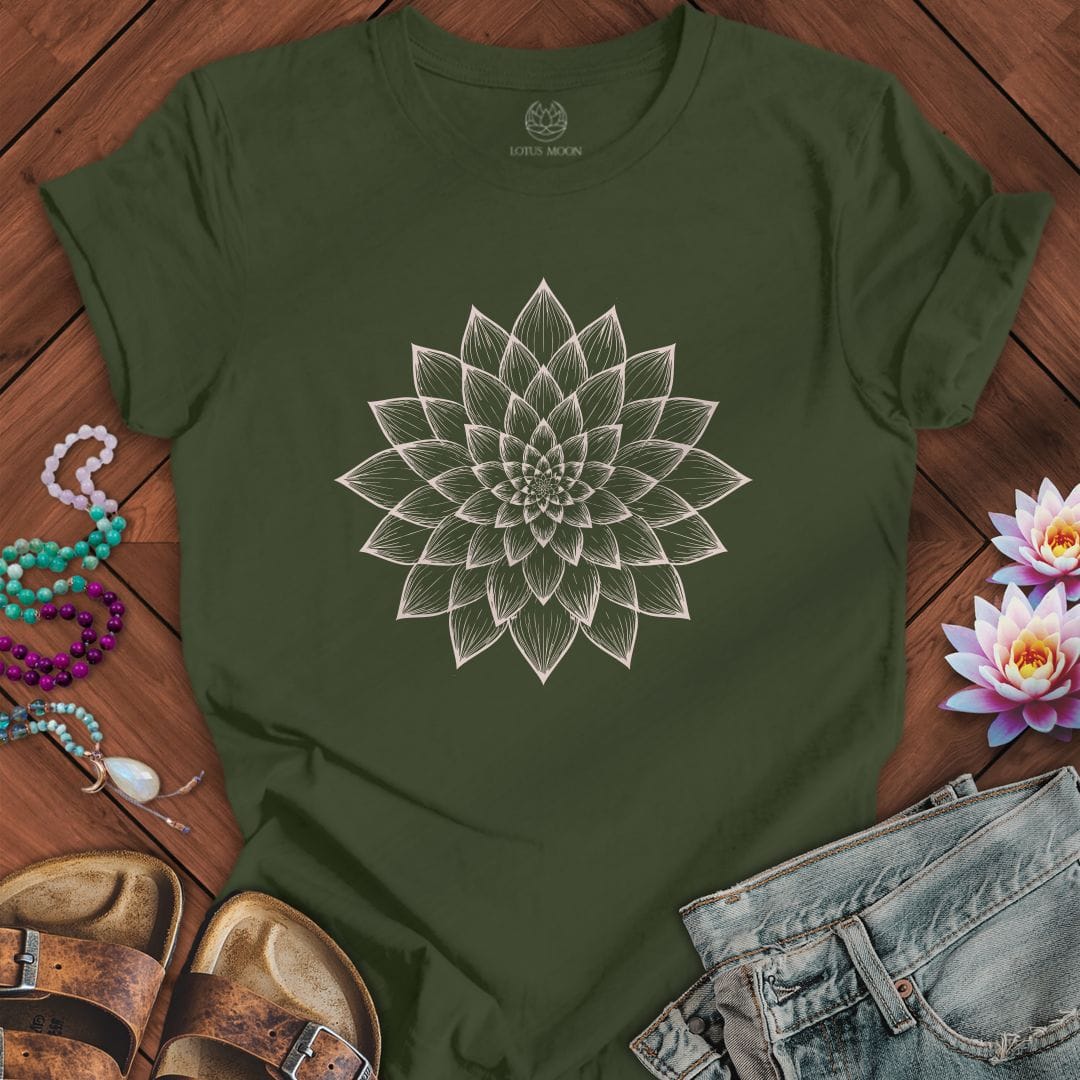 Dahlia Mandala Tee Military Green