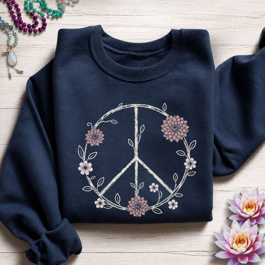 Dahlia Peace Sign Sweatshirt Navy