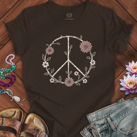 Dahlia Peace Sign Tee Brown