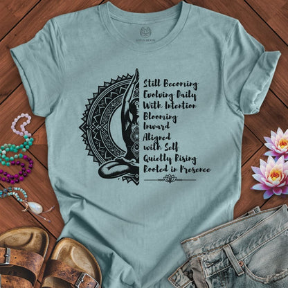 Daily Affirmation Tee Heather Blue Lagoon