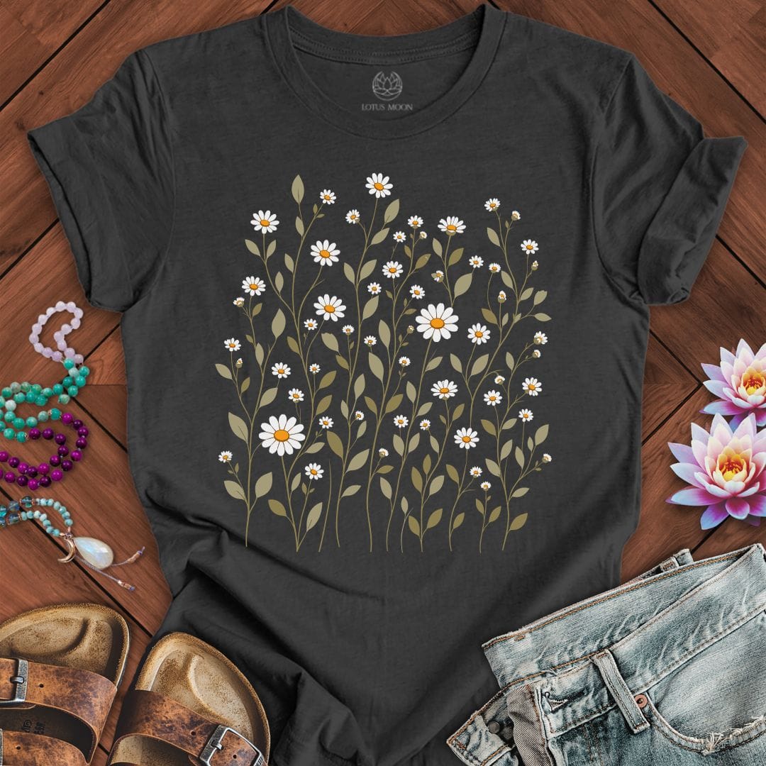 Printify T-Shirt Dainty Daisies Tee Dark Grey Heather / S