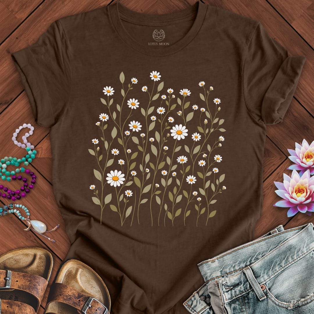 Printify T-Shirt Dainty Daisies Tee Heather Brown / S