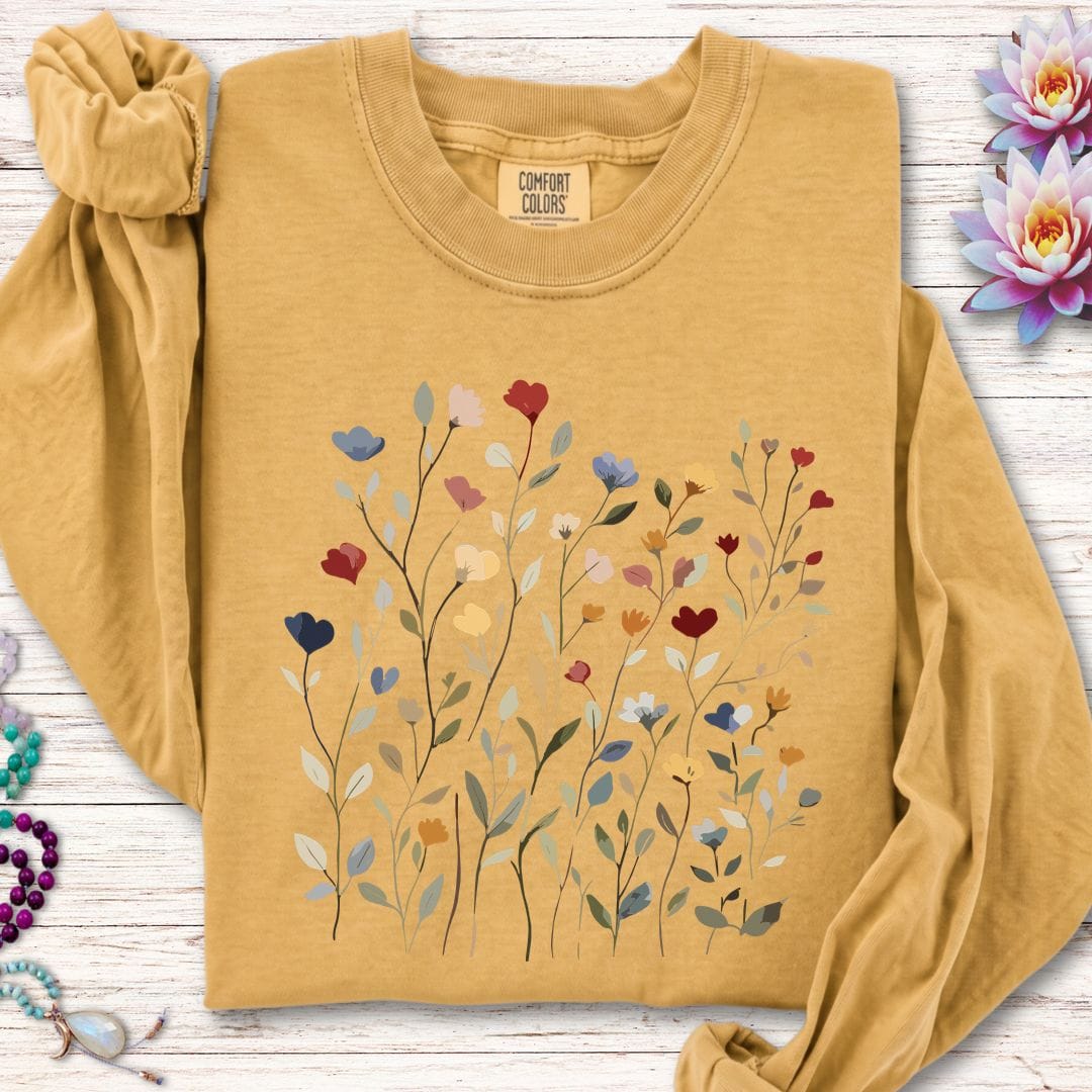 Printify Long-sleeve Dainty Flowers Long Sleeve Tee