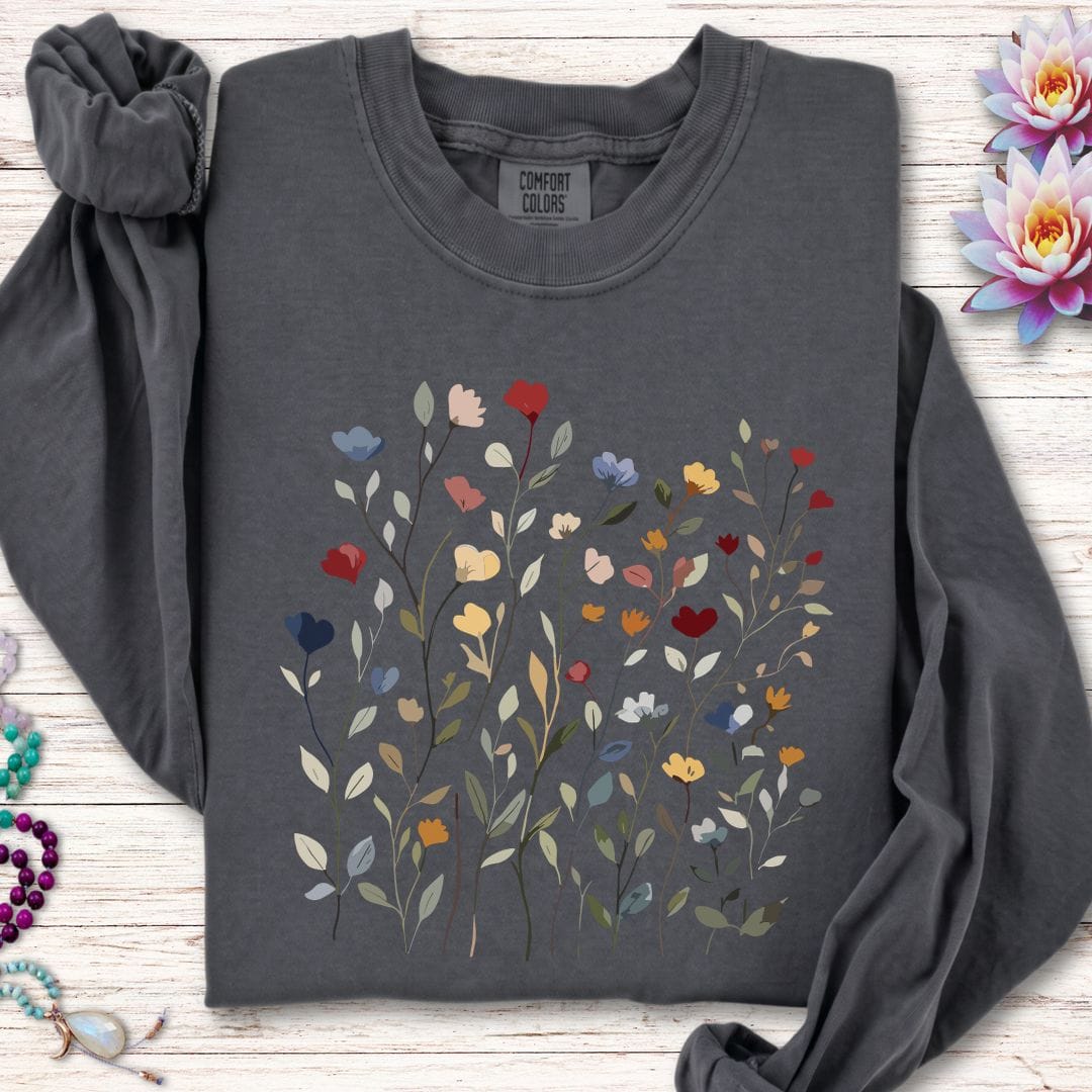 Printify Long-sleeve Dainty Flowers Long Sleeve Tee Pepper / S