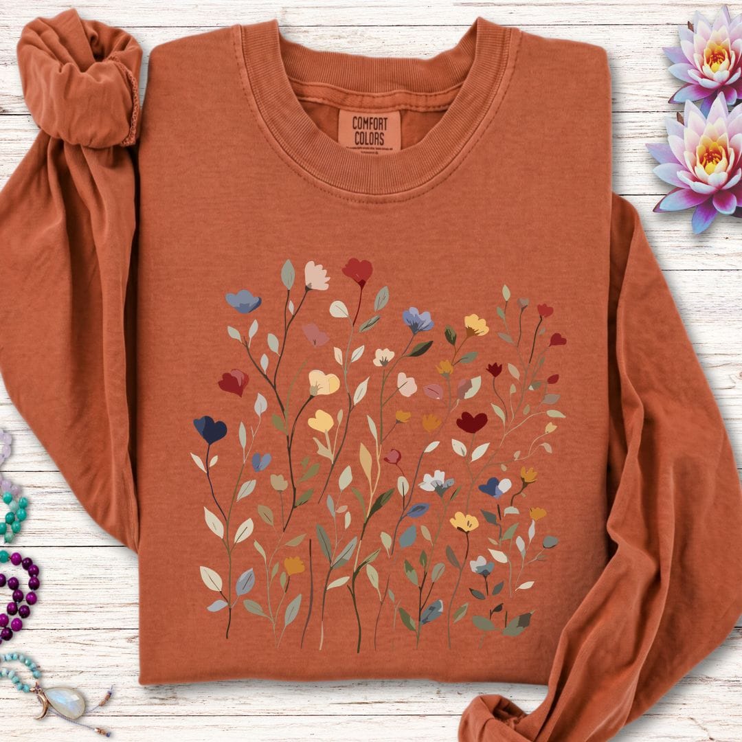 Printify Long-sleeve Dainty Flowers Long Sleeve Tee Yam / S