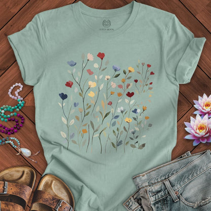 Dainty Flowers Tee Dusty Blue