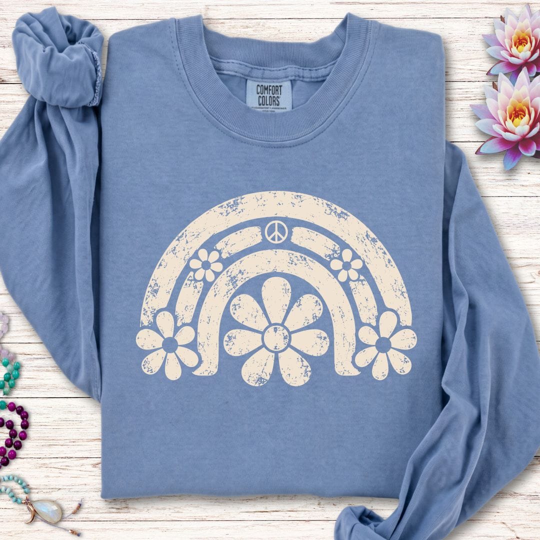 Daisy Rainbow Long Sleeve Tee Blue Jean