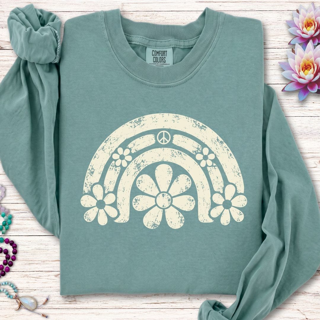 Daisy Rainbow Long Sleeve Tee Light Green