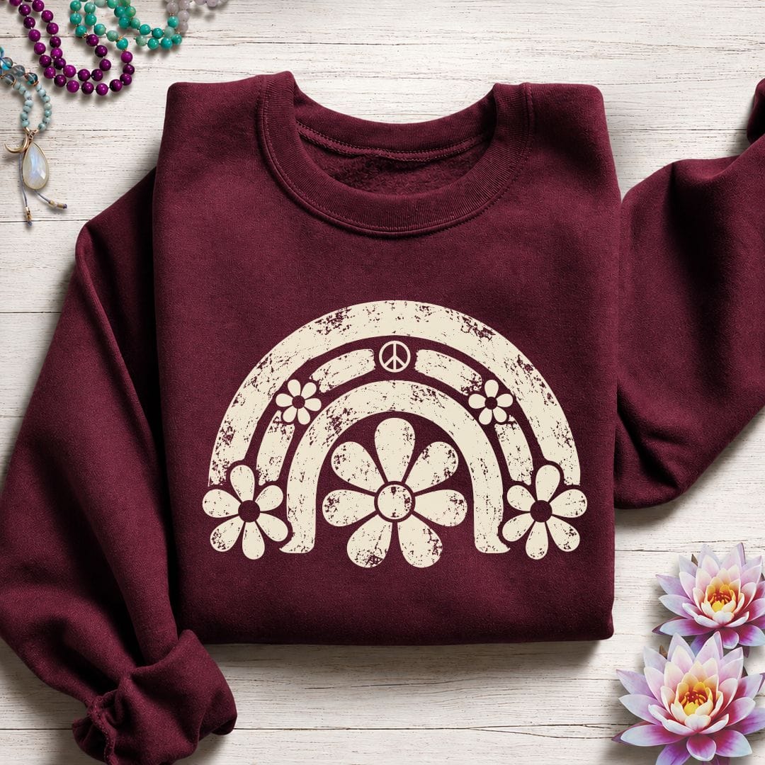 Daisy Rainbow Sweatshirt Maroon