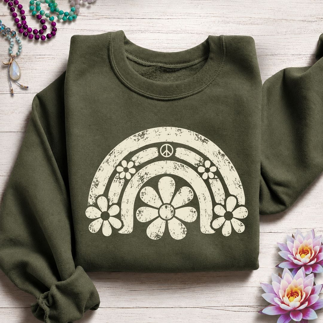 Daisy Rainbow Sweatshirt Military Green