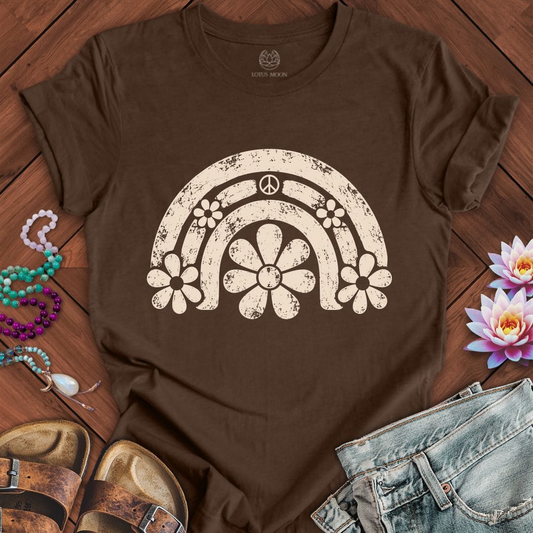 Printify T-Shirt Daisy Rainbow Tee Heather Brown / S