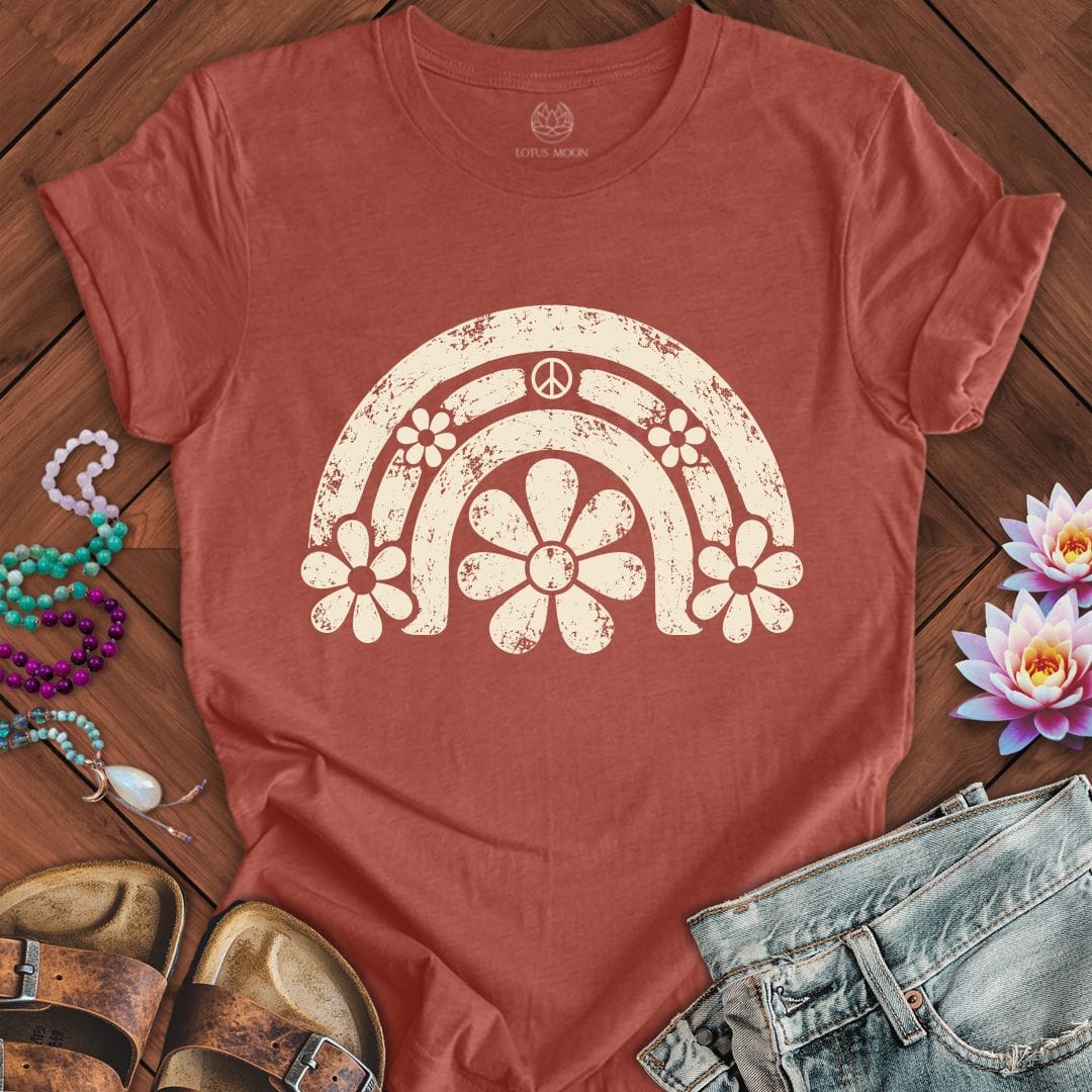 Printify T-Shirt Daisy Rainbow Tee Heather Clay / S