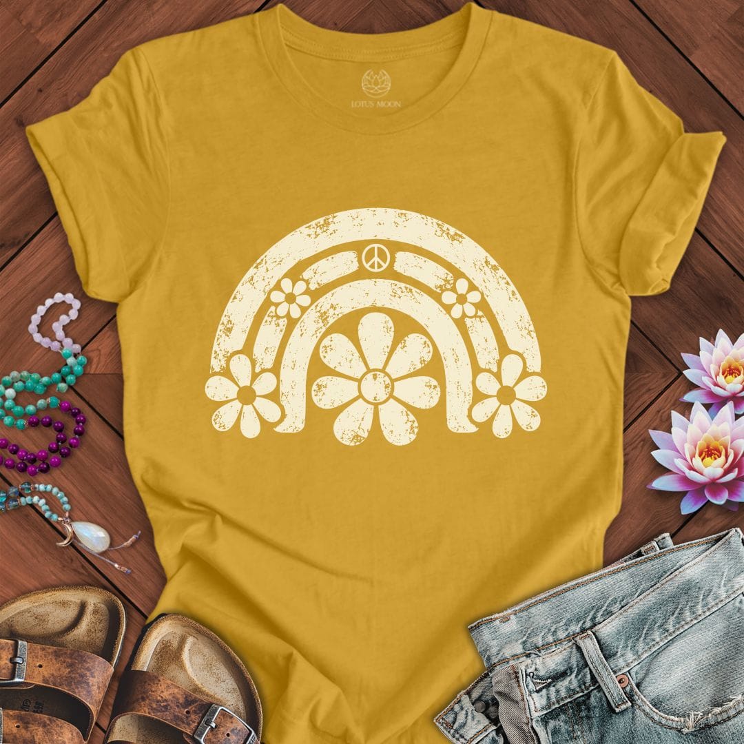 Printify T-Shirt Daisy Rainbow Tee Heather Mustard / S