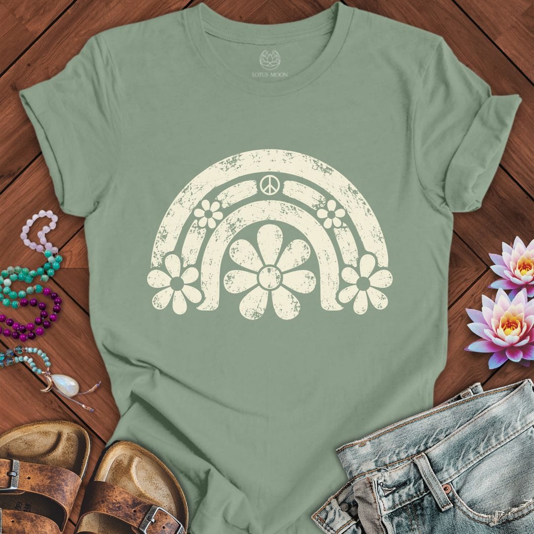 Printify T-Shirt Daisy Rainbow Tee Sage / S