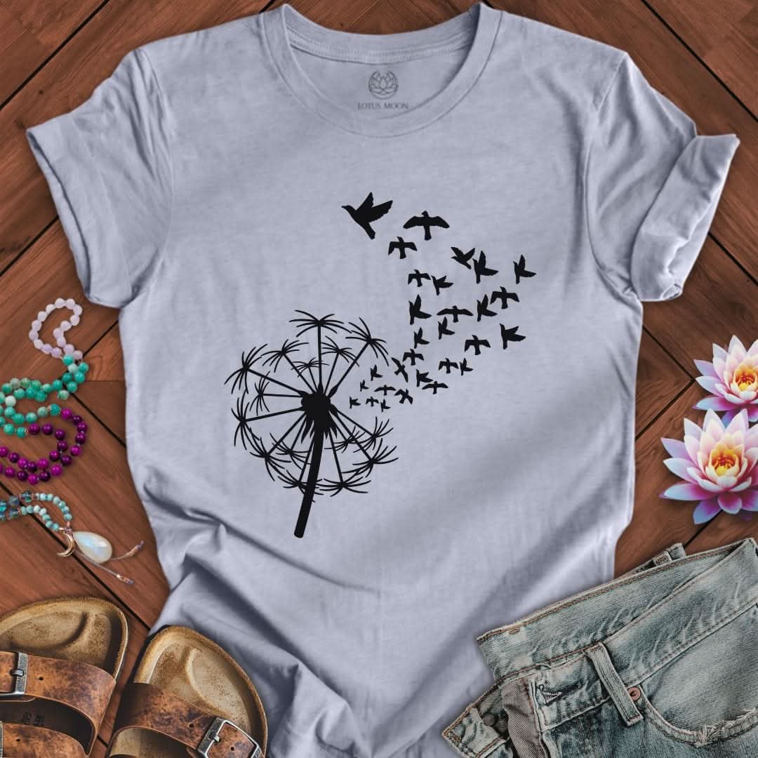 Dandelion Birds Tee Heather Blue