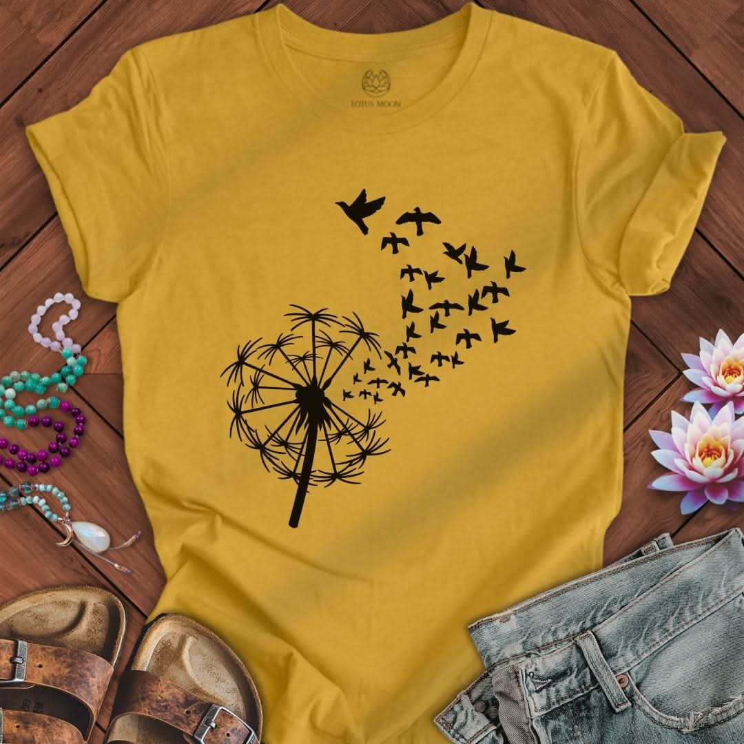 Dandelion Birds Tee Heather Mustard