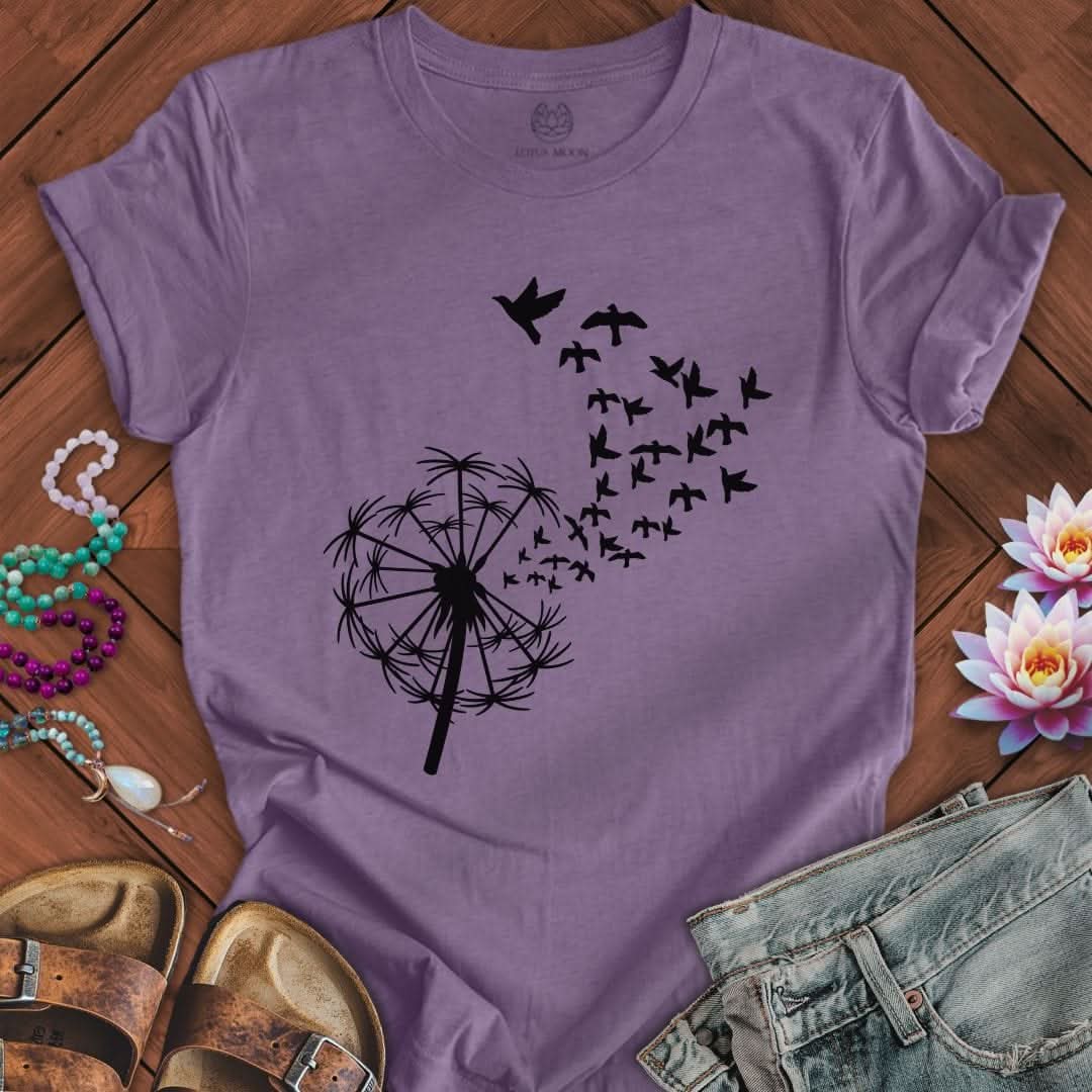 Dandelion Birds Tee Heather Purple