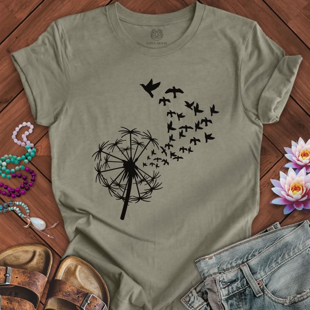 Dandelion Birds Tee Heather Stone