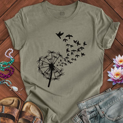 Dandelion Birds Tee Heather Stone
