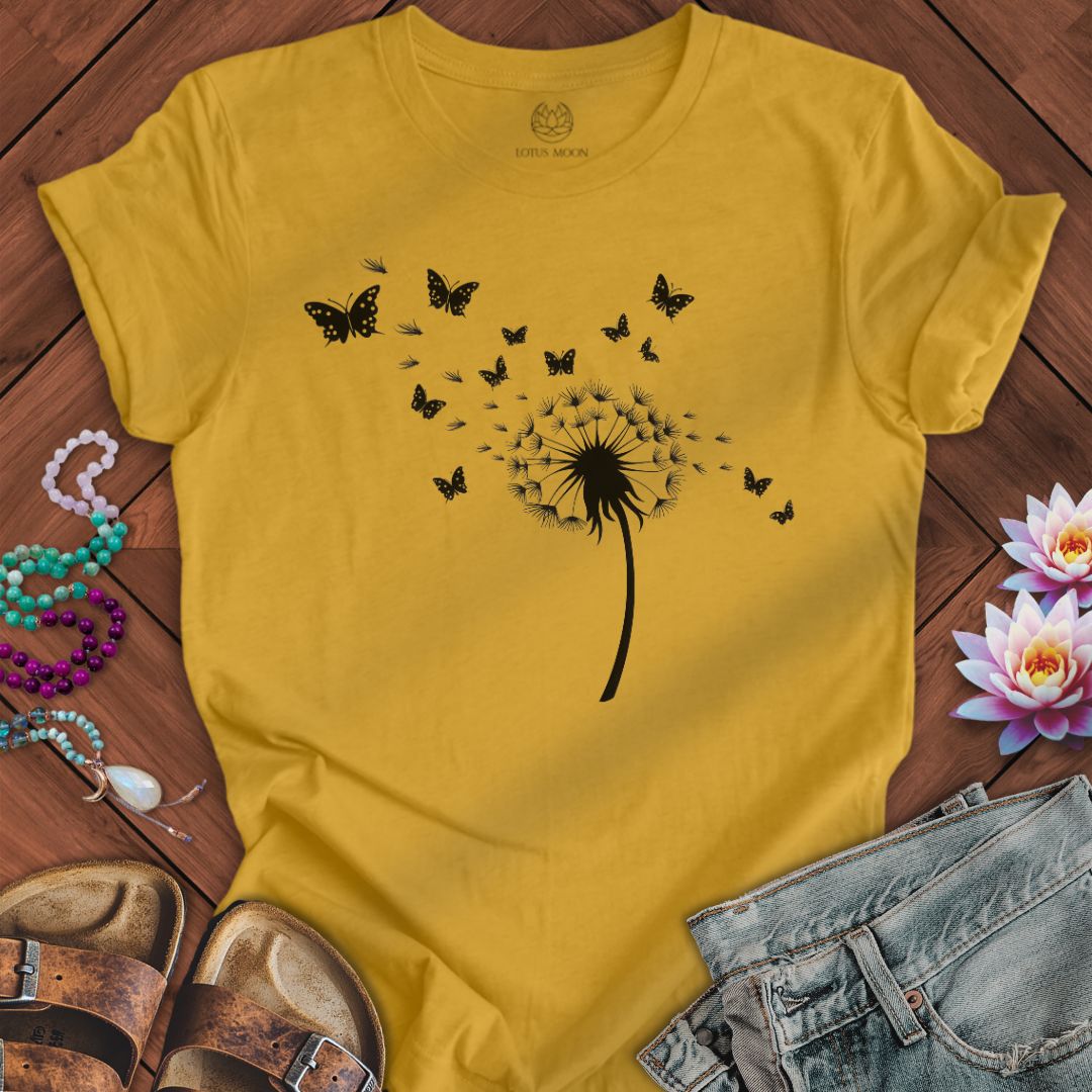 Dandelion Butterflies Tee Heather Mustard
