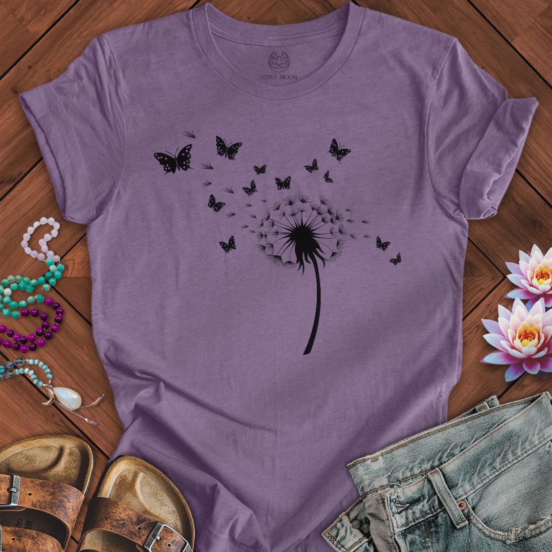 Dandelion Butterflies Tee Heather Purple
