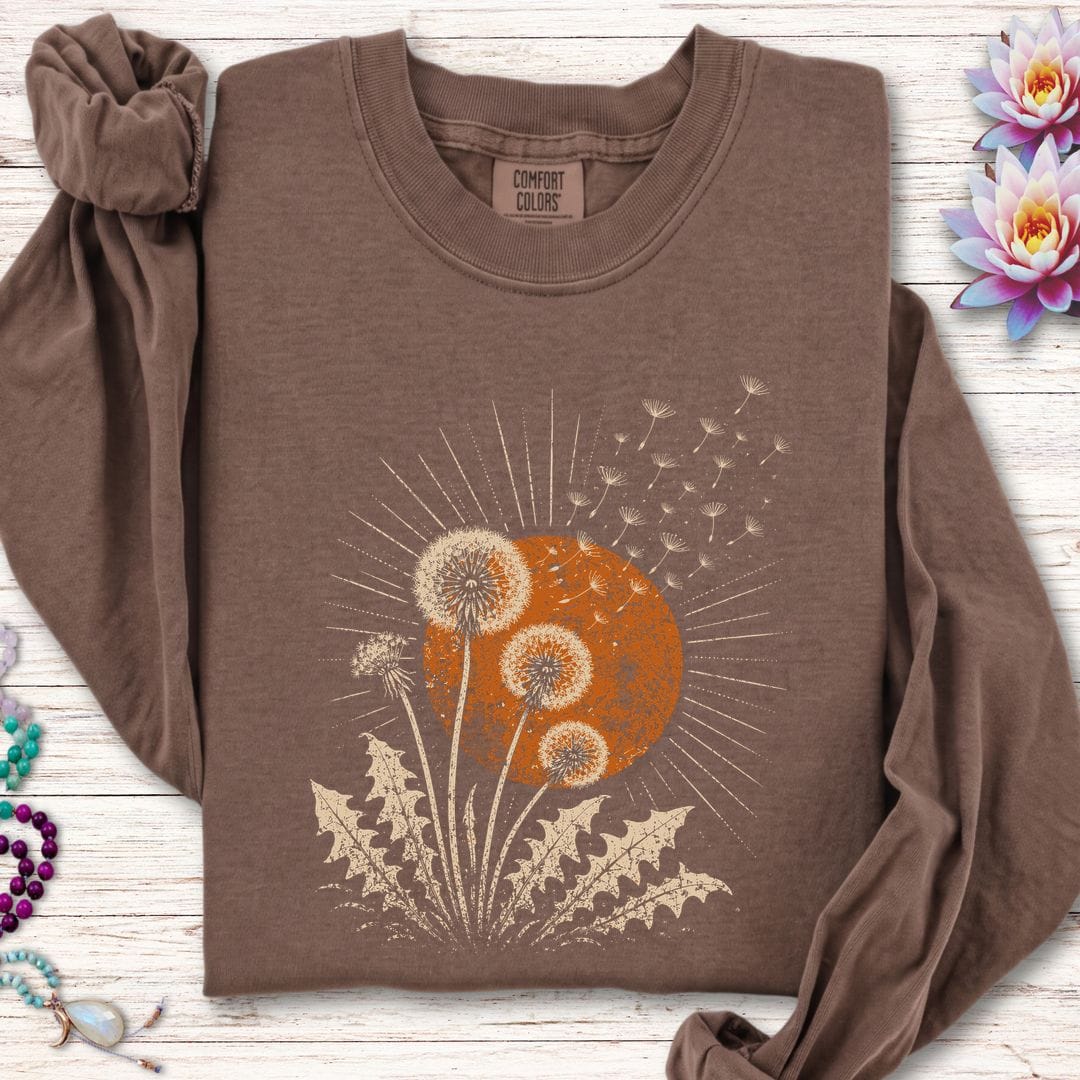 Printify Long-sleeve Dandelion Sun Long Sleeve Tee Espresso / S