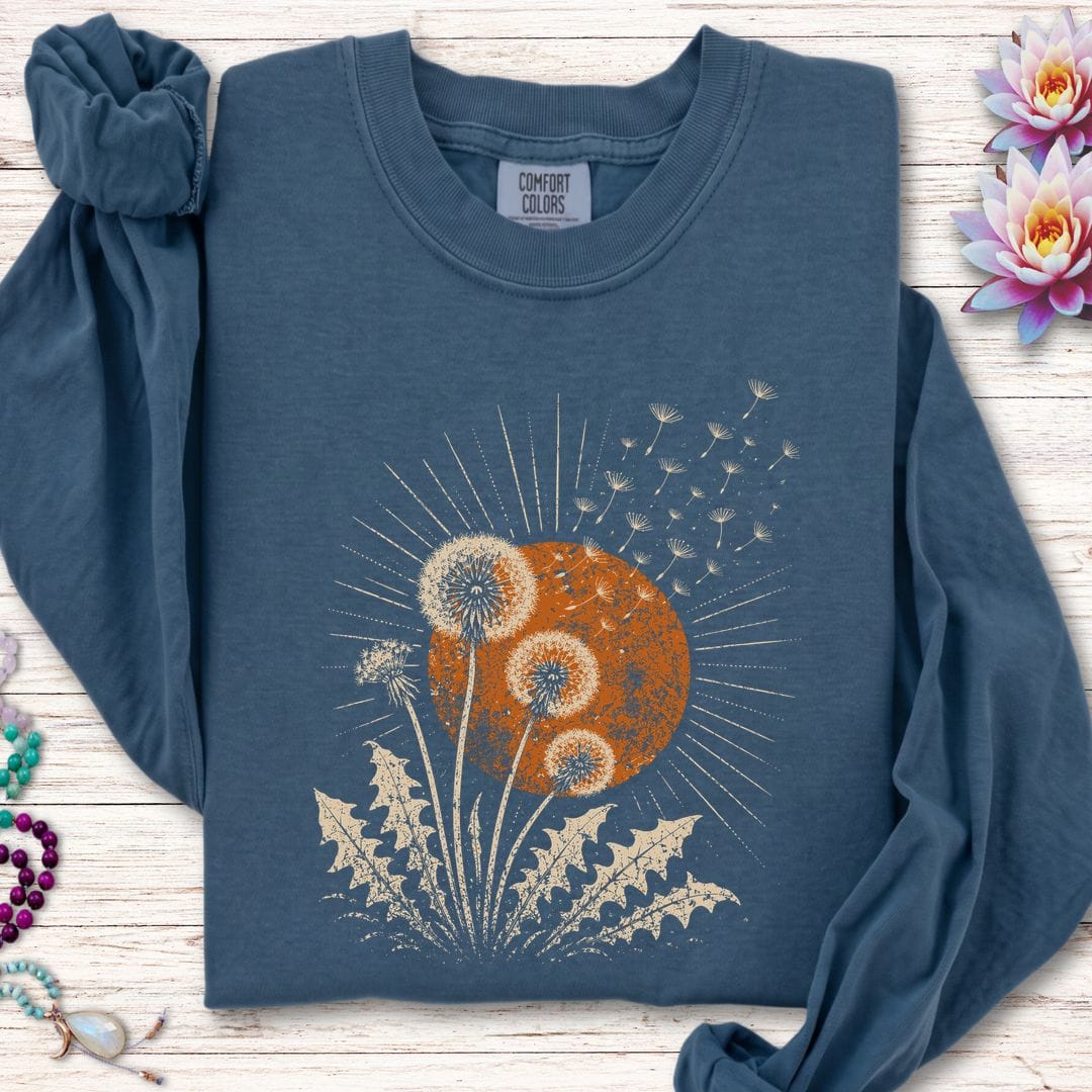 Printify Long-sleeve Dandelion Sun Long Sleeve Tee Midnight / S