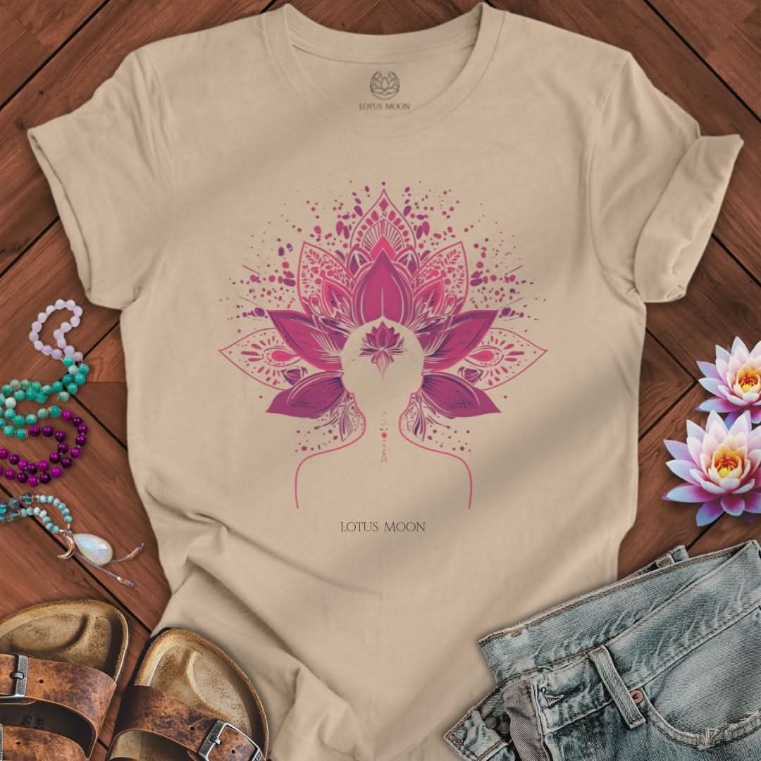 Decorated Lotus Goddess Tee Tan