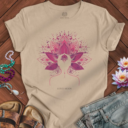 Decorated Lotus Goddess Tee Tan