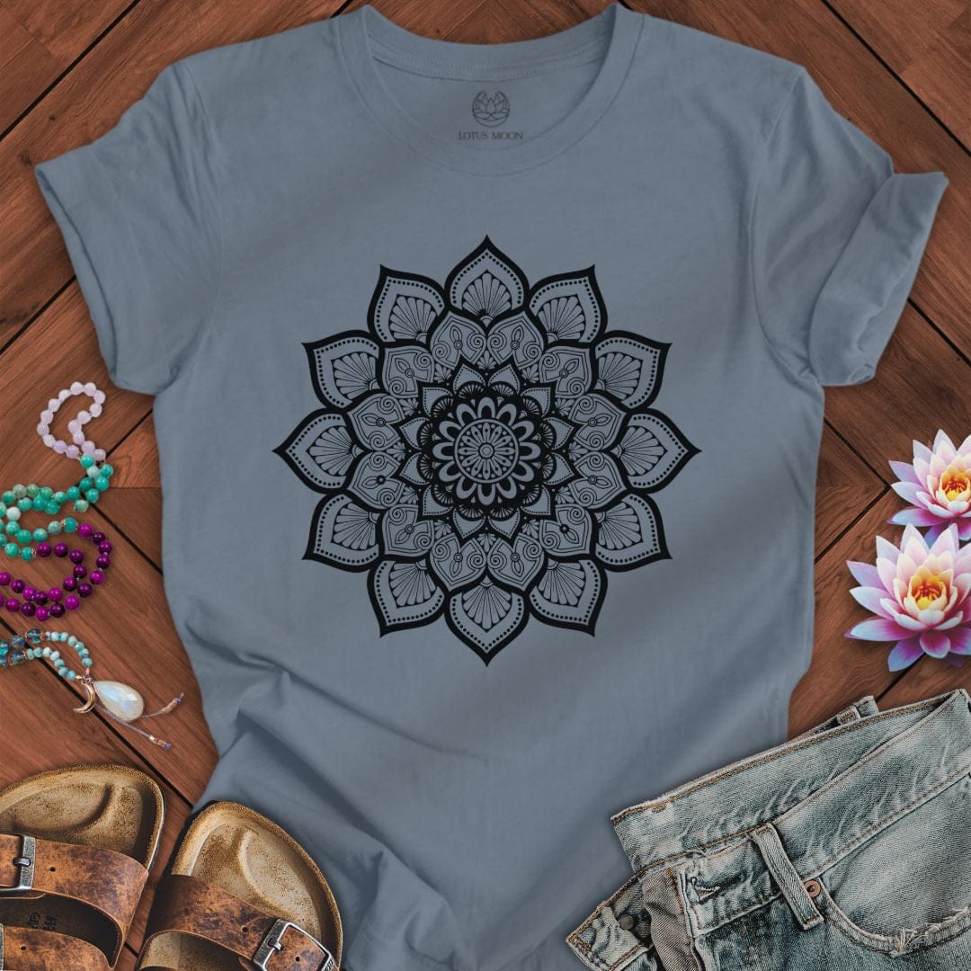 Deep Mandala Tee Steel Blue