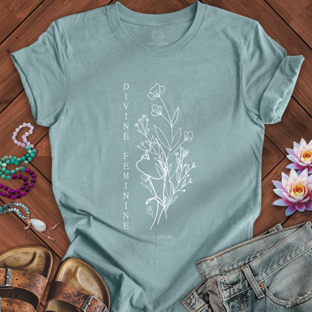 Divine Feminine Tee Heather Blue Lagoon